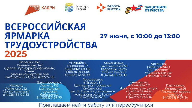 Всероссийская ярмарка трудоустройства: найди работу или переобучись